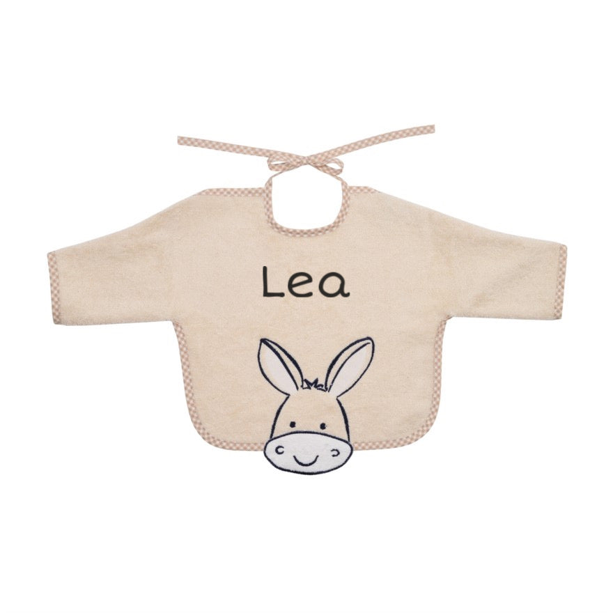Dein Ärmel Namen Lätzchen – mit Esel bestickte | personalisiert Lätzchen Lätzchen